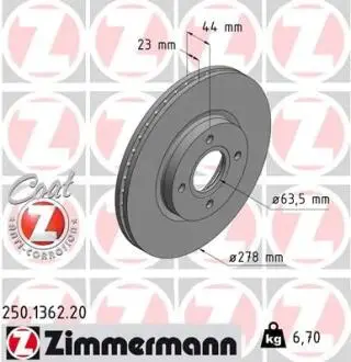 Диск тормозной Coat Z ZIMMERMANN 250136220