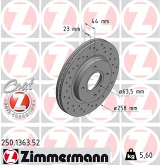 Гальмівний диск ZIMMERMANN 250136352