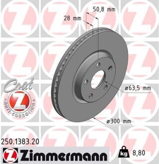 Гальмiвнi диски переднi ZIMMERMANN 250138320