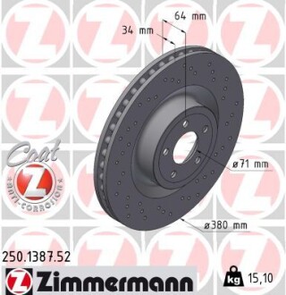 Диск гальмівний ZIMMERMANN 250138752