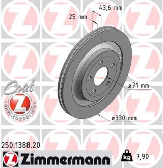 Диск тормозной ZIMMERMANN 250138820 (фото 1)