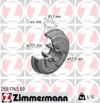 Тормозной барабан ZIMMERMANN 250176500