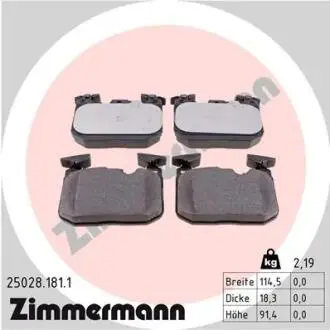 Колодки гальмівні (передні) BMW 1 (F20/F21)/2 (F22/F44-F46/F87)/3 (F30/F31/F34/F80)/4 (F32/F36) 11- ZIMMERMANN 25028.181.1