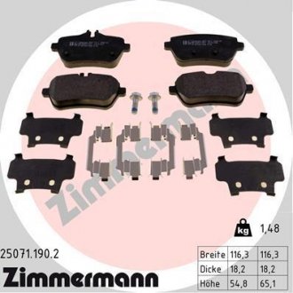 Колодки гальмівні (задні) MB S-class (W222/C217) 13- (TRW) (з аксесуарами) ZIMMERMANN 25071.190.2