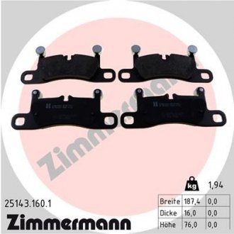 Колодки тормозные дисковые (комплект 4 шт.)) ZIMMERMANN 25143.160.1