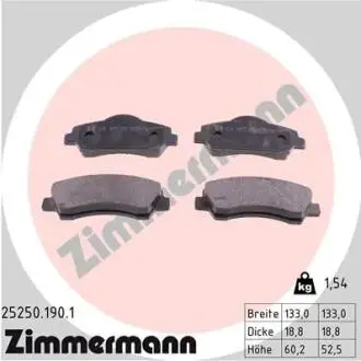 Колодки гальмівні (передні) Citroen C4/Peugeot 308 II/SW 13- (Mando) ZIMMERMANN 25250.190.1