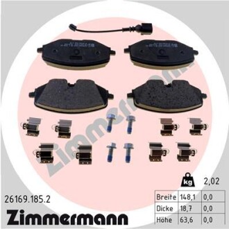 Колодки тормозные дисковые (комплект 4 шт.)) ZIMMERMANN 26169.185.2