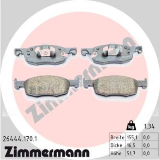 Тормозные колодки (передние) Toyota Yaris 1.0 20-(Ate) ZIMMERMANN 26444.170.1