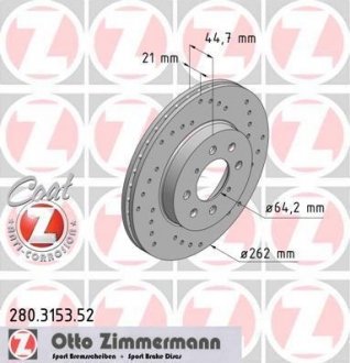 Тормозной диск ZIMMERMANN 280315352
