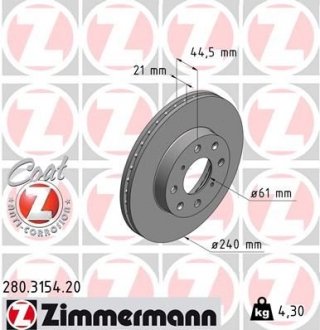 Тормозной диск ZIMMERMANN 280315420 (фото 1)