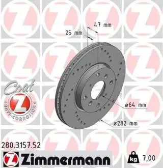 Тормозной диск ZIMMERMANN 280315752