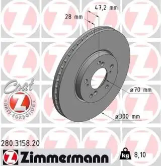 Гальмівний диск ZIMMERMANN 280315820