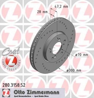 Тормозной диск ZIMMERMANN 280315852 (фото 1)