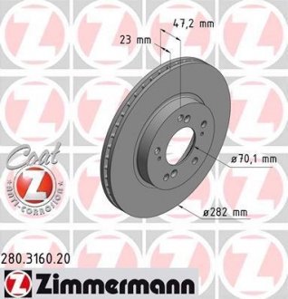Тормозной диск ZIMMERMANN 280316020 (фото 1)
