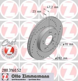 Тормозной диск ZIMMERMANN 280316052 (фото 1)