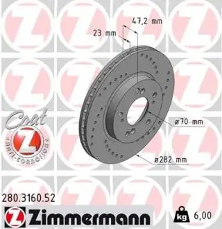 Тормозной диск ZIMMERMANN 280316052