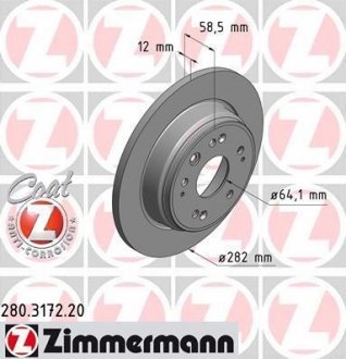 Тормозной диск ZIMMERMANN 280317220 (фото 1)