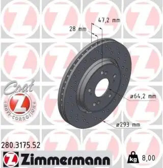 Диск тормозной ZIMMERMANN 280.3175.52