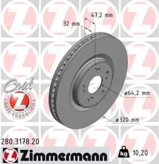 Диск тормозной Coat Z ZIMMERMANN 280317820