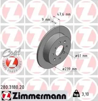Тормозной диск ZIMMERMANN 280318020
