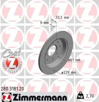 Тормозной диск ZIMMERMANN 280318120