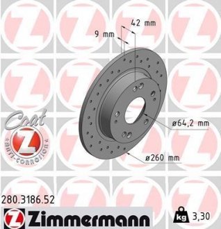 Тормозной диск ZIMMERMANN 280318652