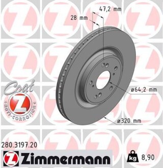 Диск гальмівний ZIMMERMANN 280.3197.20