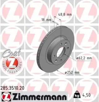 Тормозной диск ZIMMERMANN 285351020
