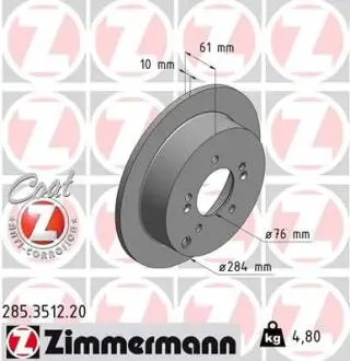 Диск тормозной Coat Z ZIMMERMANN 285351220