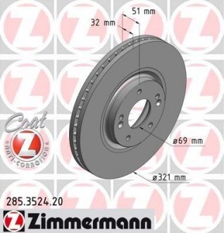 Тормозной диск ZIMMERMANN 285352420 (фото 1)