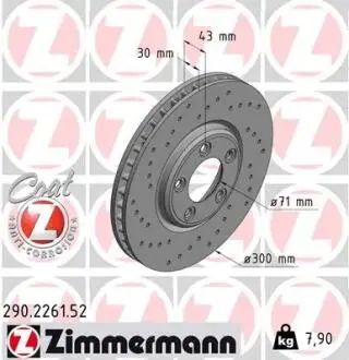 Тормозной диск ZIMMERMANN 290226152