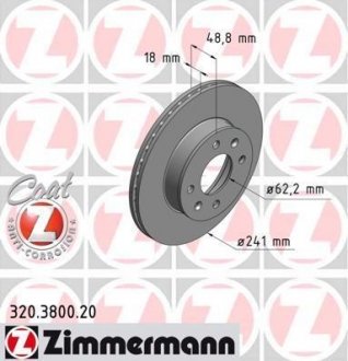Тормозной диск ZIMMERMANN 320380020 (фото 1)