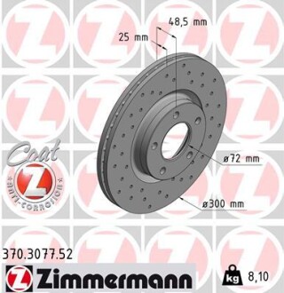 Гальмівний диск ZIMMERMANN 370307752