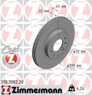 Тормозной диск ZIMMERMANN 370308220