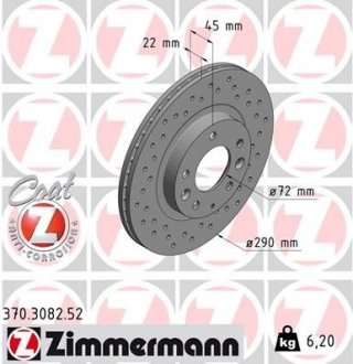 Тормозной диск ZIMMERMANN 370308252