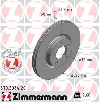 Тормозной диск ZIMMERMANN 370308420