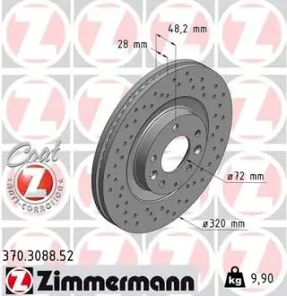 Диск тормозной ZIMMERMANN 370.3088.52