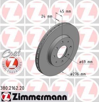 Тормозной диск ZIMMERMANN 380216220 (фото 1)
