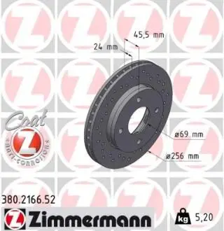Тормозной диск ZIMMERMANN 380216652