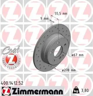 Тормозной диск ZIMMERMANN 400141252