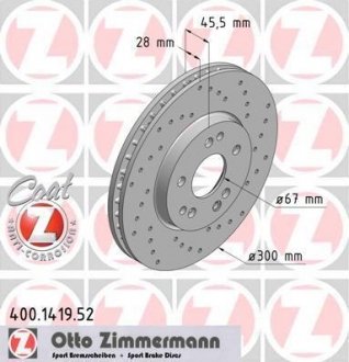 Тормозной диск ZIMMERMANN 400141952 (фото 1)