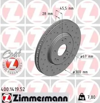 Гальмівний диск ZIMMERMANN 400141952