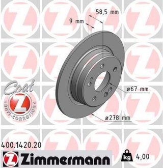 Тормозной диск ZIMMERMANN 400142020