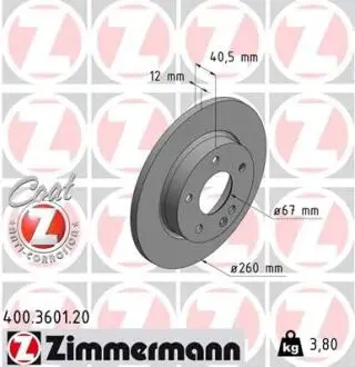 Тормозной диск ZIMMERMANN 400360120