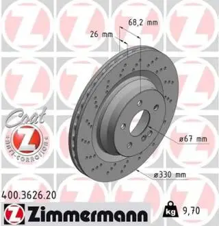 Диск гальмівний ZIMMERMANN 400.3626.20