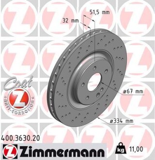 Гальмівний диск ZIMMERMANN 400363020