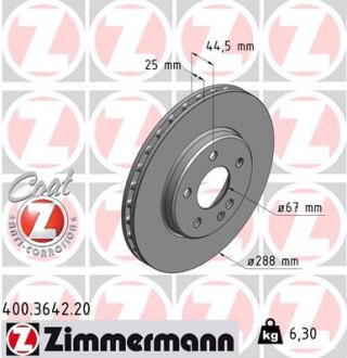 Гальмівний диск ZIMMERMANN 400364220