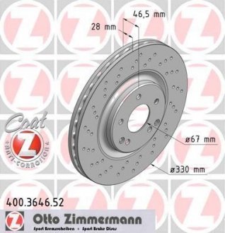 Тормозной диск ZIMMERMANN 400364652 (фото 1)