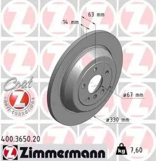 Диск гальмівний ZIMMERMANN 400.3650.20