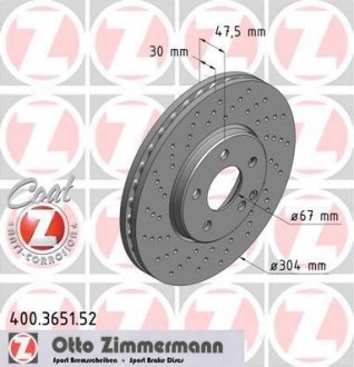 Тормозной диск ZIMMERMANN 400365152 (фото 1)